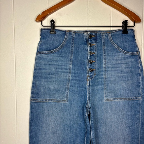 Veronica Beard Crosbie Cropped Wide Leg Jeans Blue Fall Flare Women’s Size 30 - Picture 4 of 9